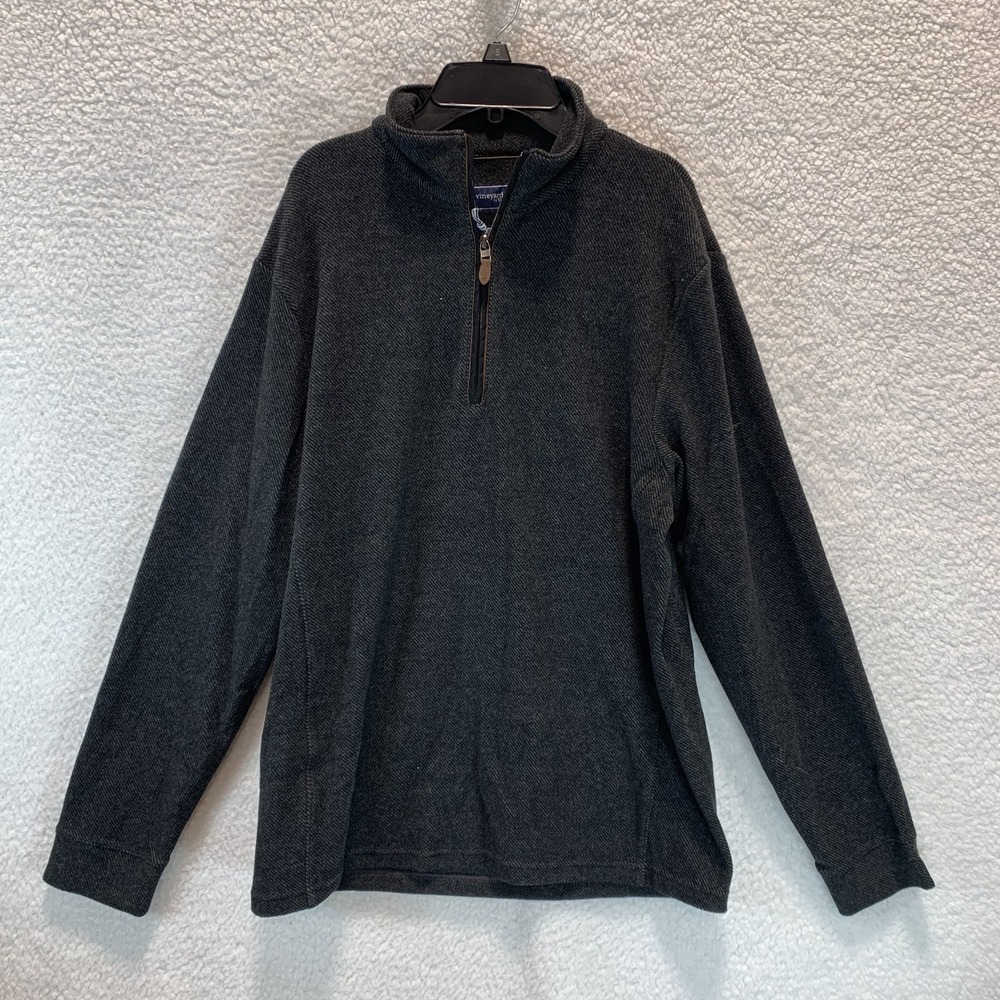 Vineyard Vines Men's Quarter‎ Zip Sweater M Calm Water Nocturne Gray Long Sleeve